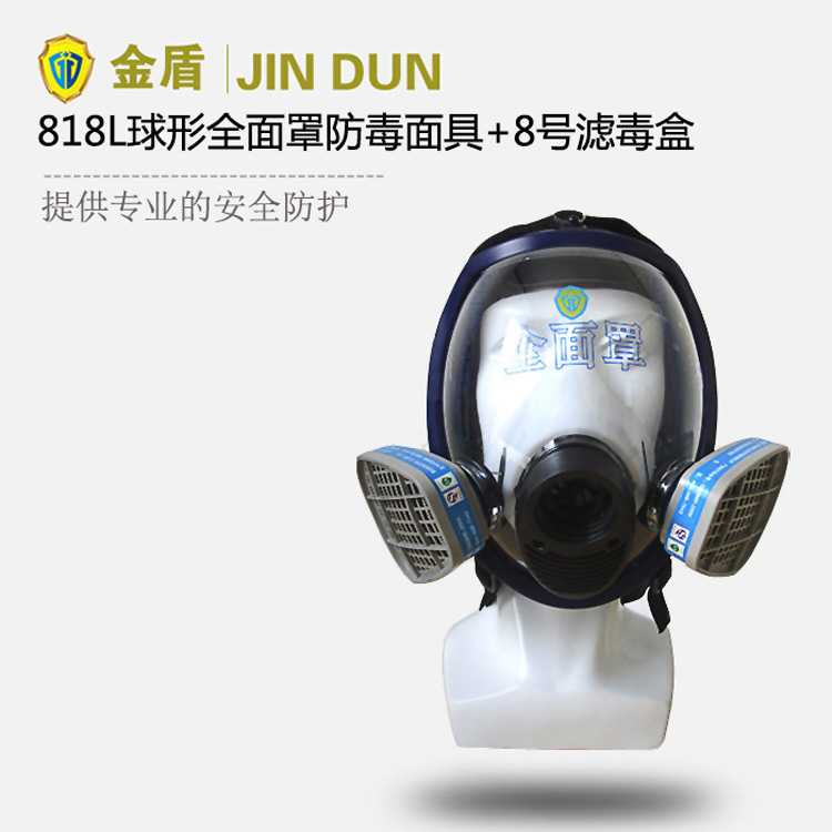 硫化�浞蓝久婢� JD818L球形多功能全面罩+8��V毒盒套�b